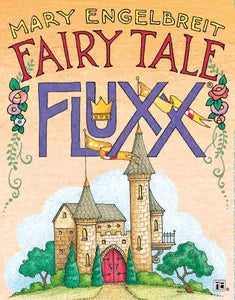 Fairy Tale Fluxx card game box with illustrated castle, flowers, and colorful title text on the cover.
