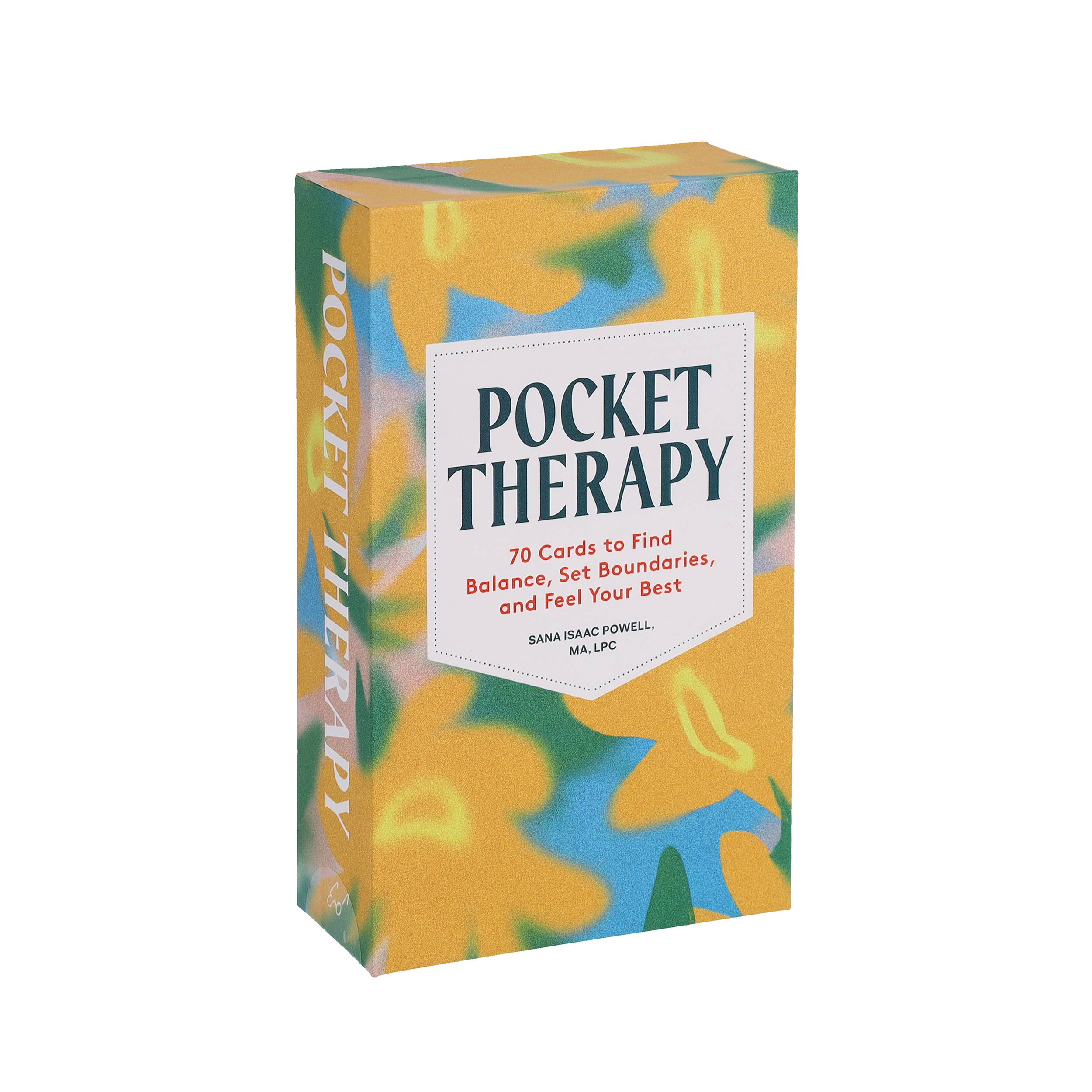 Pocket Therapy card set with 70 cards for therapy, balance, boundaries, and self-care practices.