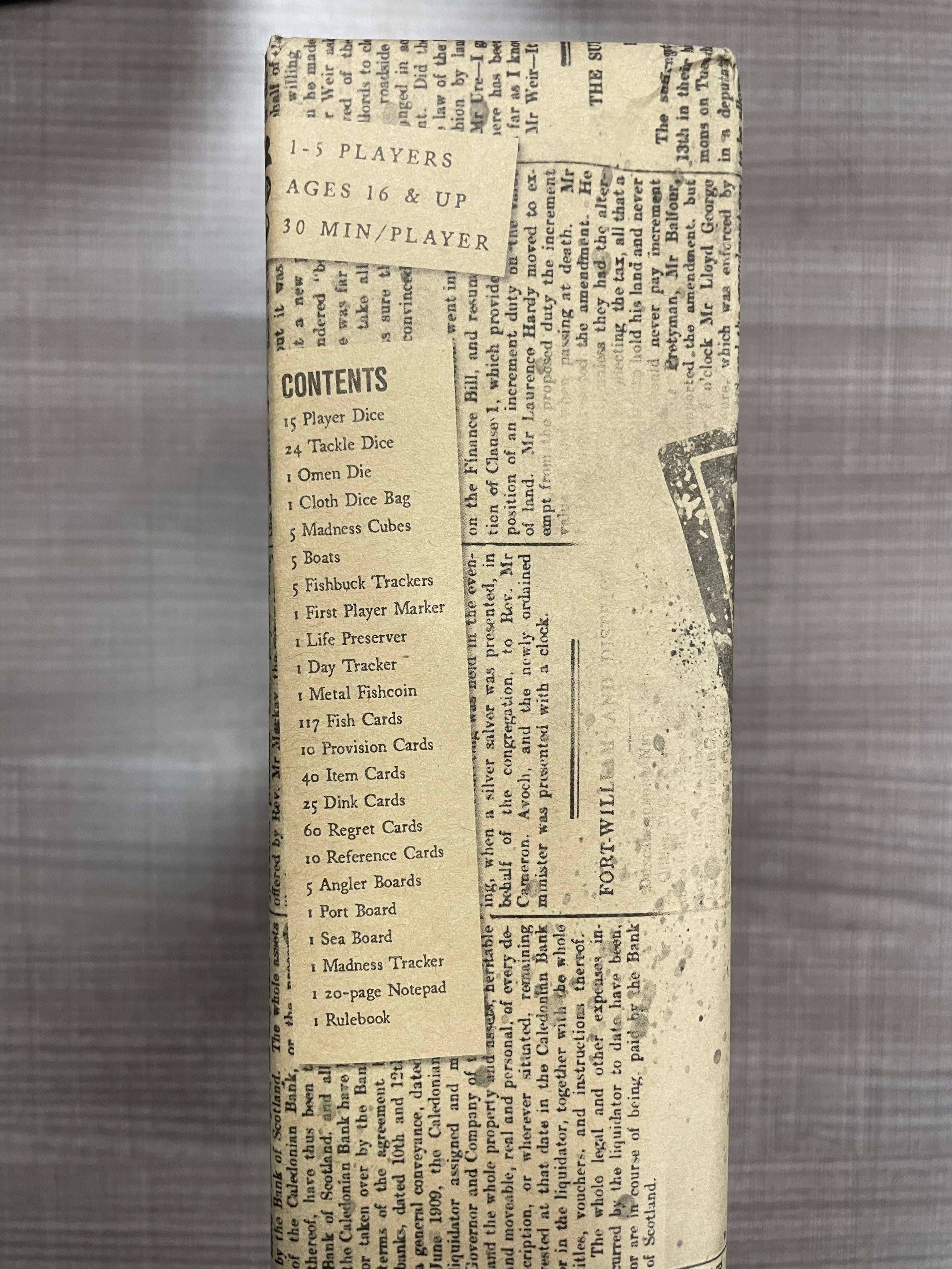 Deep Regrets KICKSTARTER EDITION box side lists 1-5 players, ages 16+, 30 min/player.
