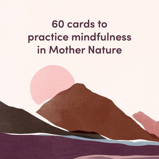 Nature Meditations Deck, set of 60 cards featuring mountain and sun artwork for mindful outdoor practice.