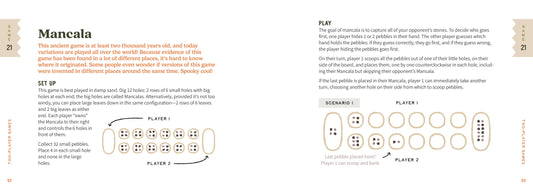 Diagram of Sticks, Stones & Pinecones board game setup for two players.