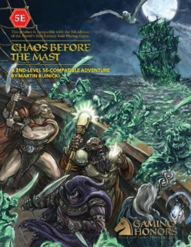 Chaos Before the Mast (5E) featuring adventurers confronting the Dread Grampus at sea.