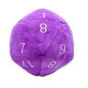 Purple Jumbo D20 Plush, 12-sided die with white numbers on soft plush surfaces.