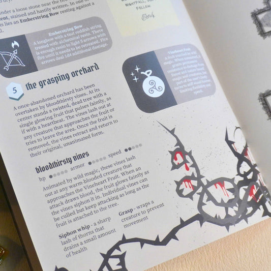 Thorns of an Ancient Seal system-agnostic forest horror RPG booklet with eerie art and adventure hooks.