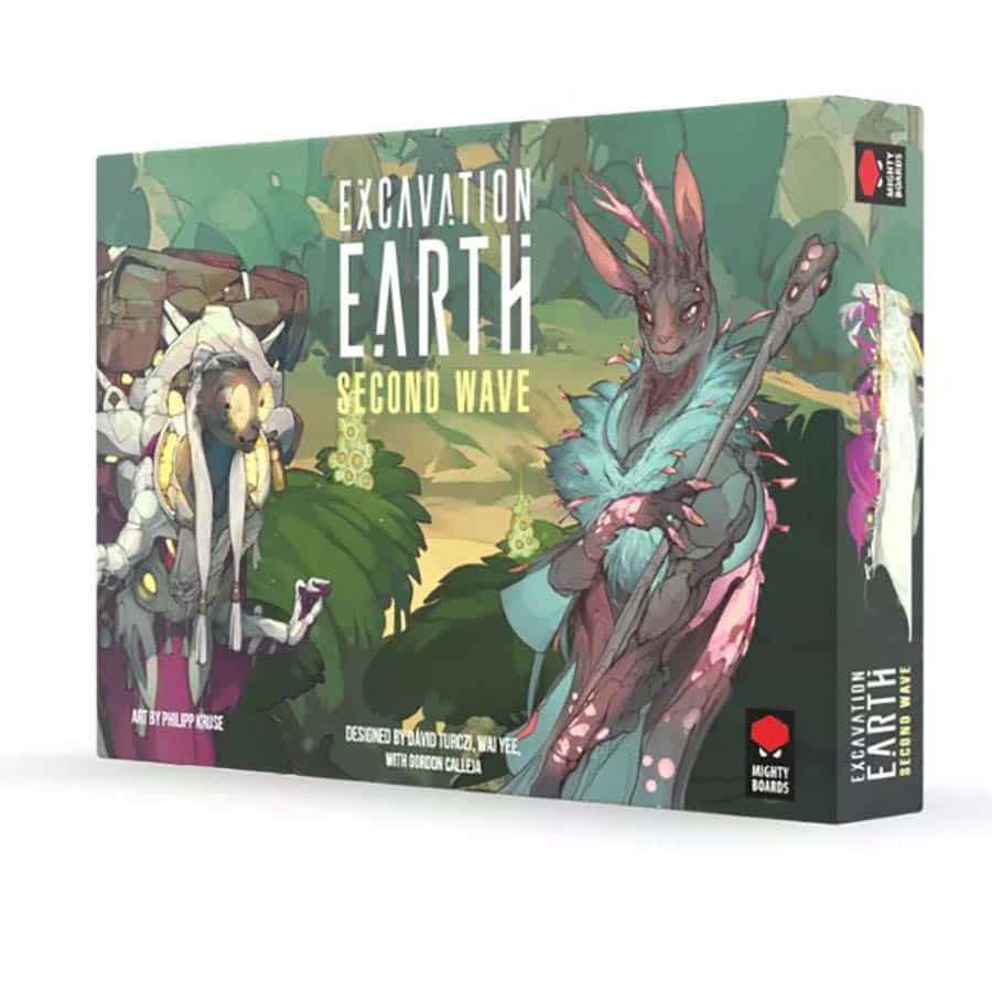 Excavation Earth: Second Wave box with two aliens and hints of new alien races on the cover.