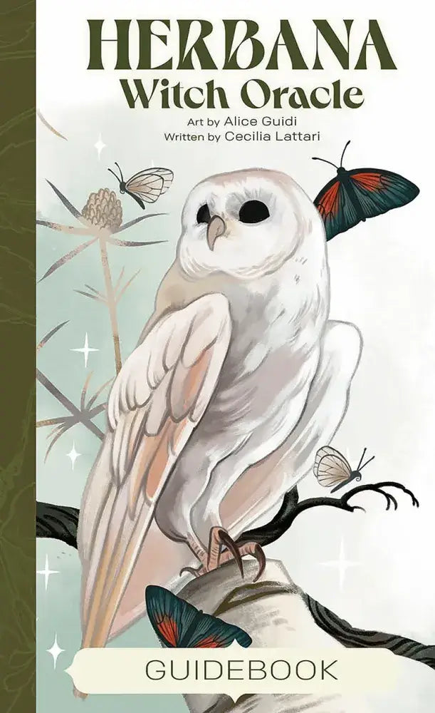 Herbana Witch Oracle deck with white owl and butterflies on cover.