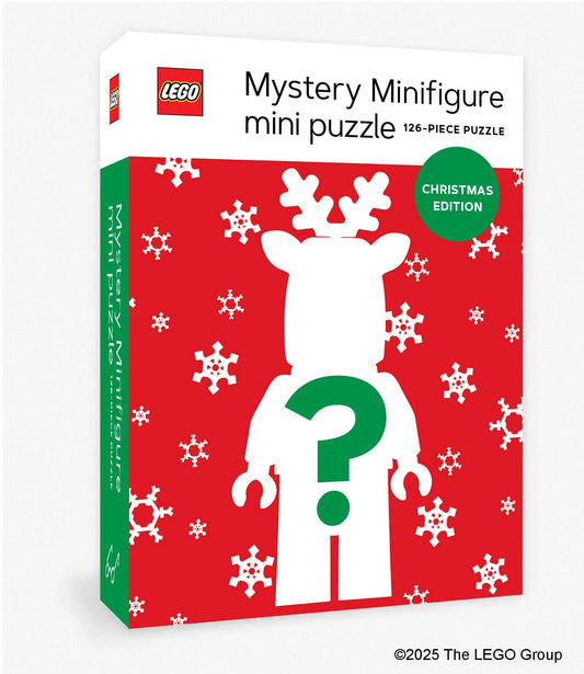 LEGO Mystery Minifigure Mini Puzzle Christmas Edition box with green question mark on front.