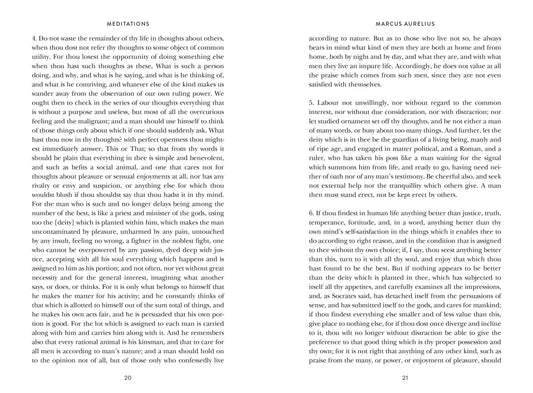 Meditations by Marcus Aurelius, open to two pages of Stoic philosophy text.