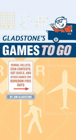 Gladstones Games to Go book cover with travel-themed icons and a cartoon illustration.
