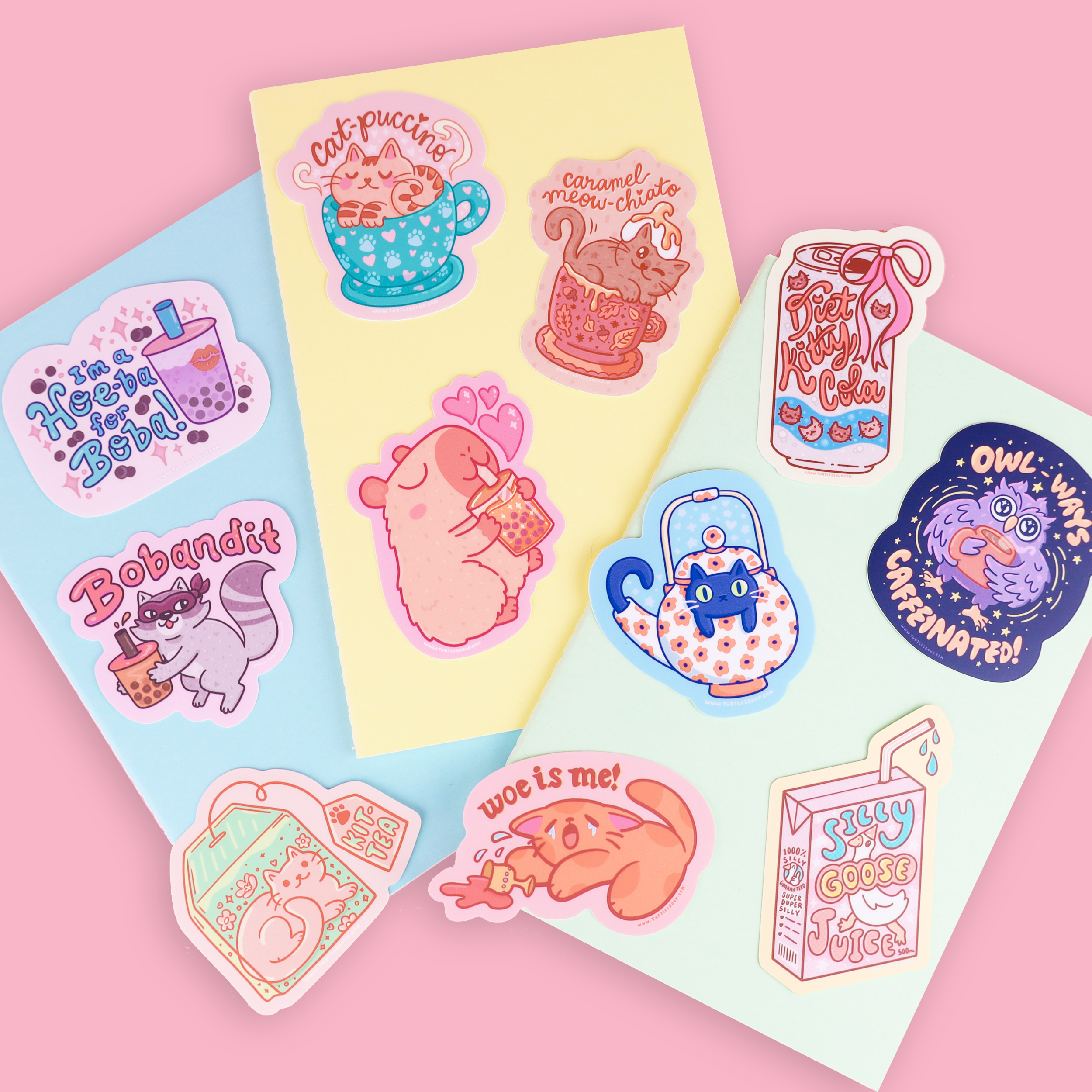 Kittea Teabag cat vinyl sticker for decorating notebooks; suitable for tea lovers and cat enthusiasts.