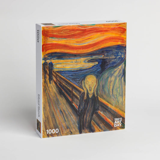 Edvard Munch Scream 1000-piece puzzle with the artwork shown on a plain white background.