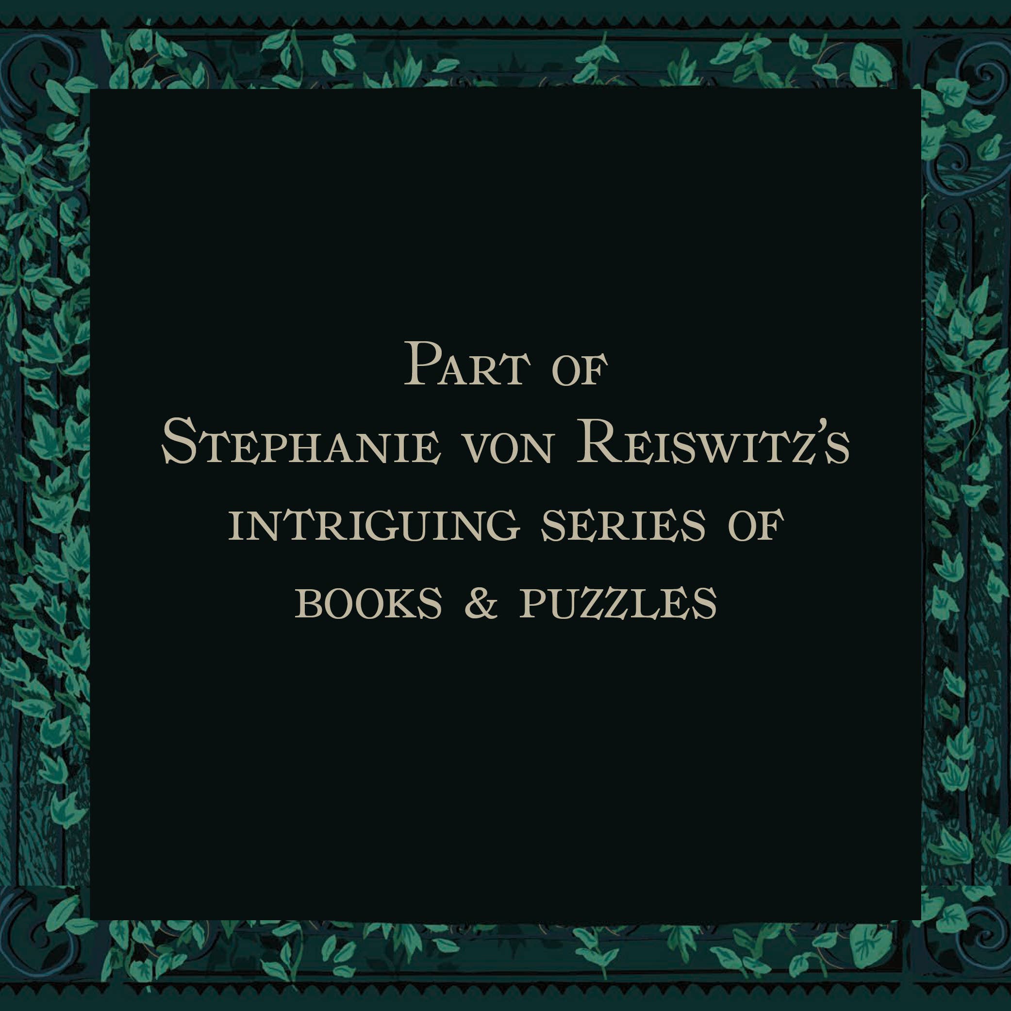 Murder Most Puzzling: Peril at Quandary Park illustrated murder mystery puzzle book with leafy border.