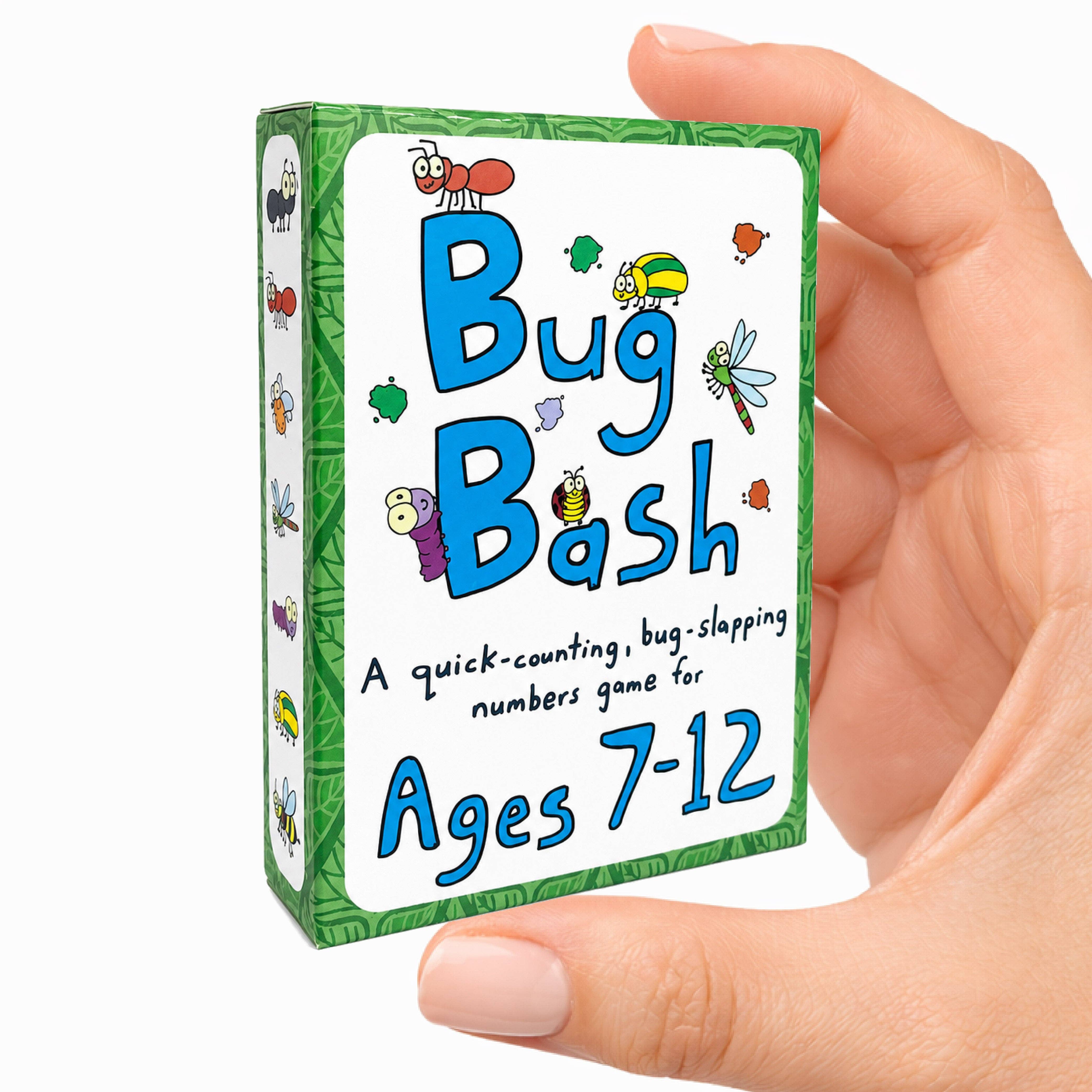 Bug Bash educational card game box for ages 7-12.