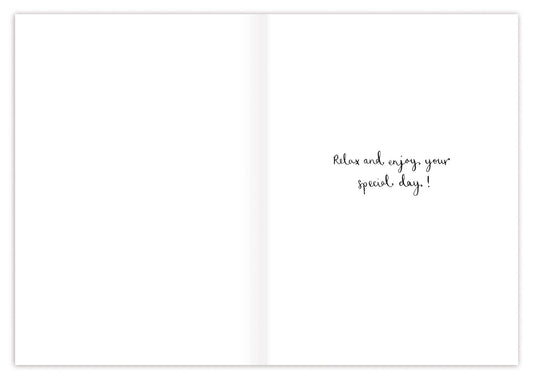 Open Sloth Take It Easy Birthday Card with handwritten Relax and enjoy your special day on recycled paper.