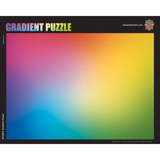 Rainbow Gradient 1000 Piece Puzzle with a rectangular design fading smoothly from pink to purple.