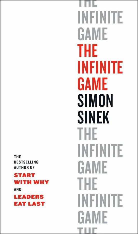 Cover of The Infinite Game book with the title in gray and red text.