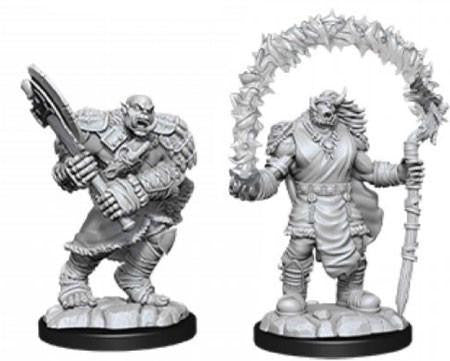 D&D Nolzurs Marvelous Unpainted Minis W12 Orcs set: one orc with a sword, one with a spiked staff.