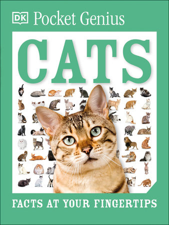 Pocket Genius: Cats, pocket-sized book with cat face and multiple breeds on a green cover.