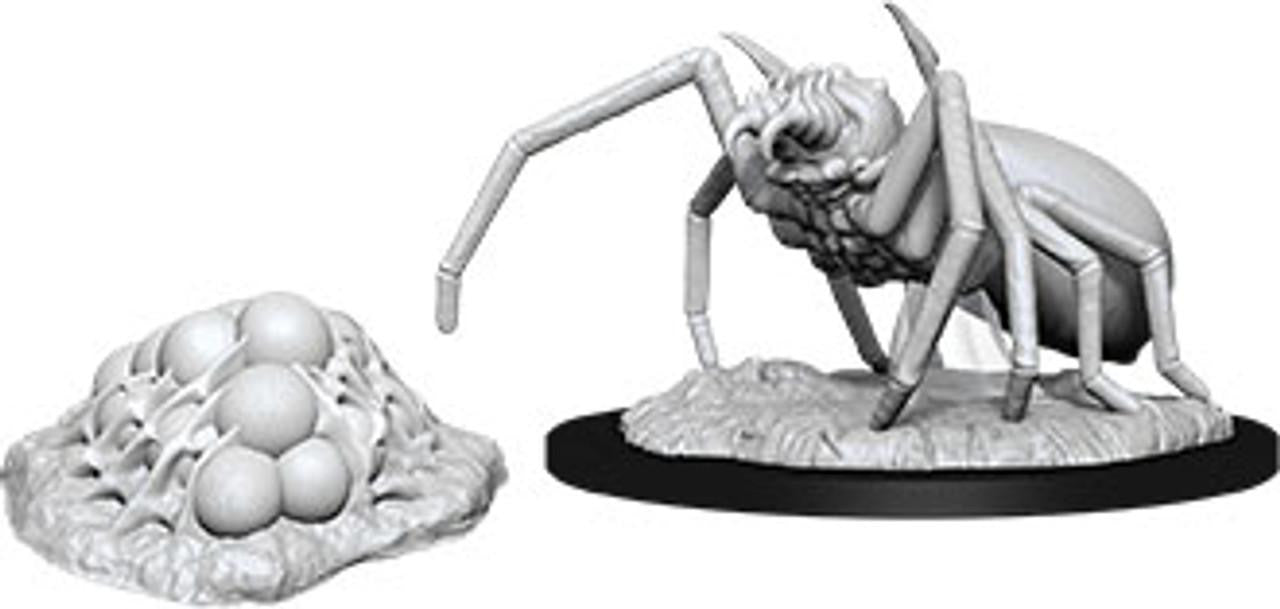 D&D: NMU: Giant Spider & Egg Clutch W12 spider miniature on base with eggs for tabletop RPGs.