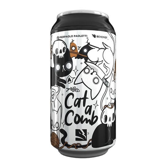 Cat a Comb board game can featuring cartoon skulls, cats, and yarn on the packaging.