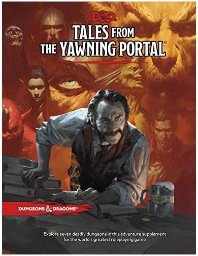 Tales From The Yawning Portal book cover featuring a man at a tavern table.