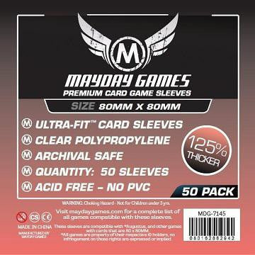 80MM x 80MM card sleeves, pack of 50, ultra-fit, archival safe, acid free, 125% thicker.