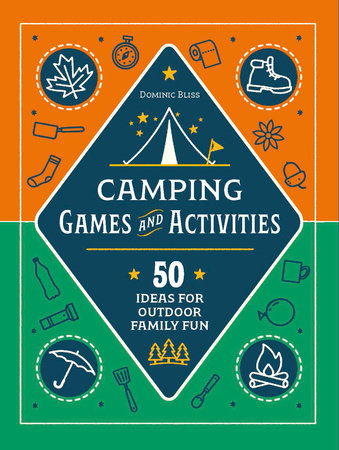 Camping Games and Activities book cover with camping icons and subtitle: Outdoor fun for the whole family.
