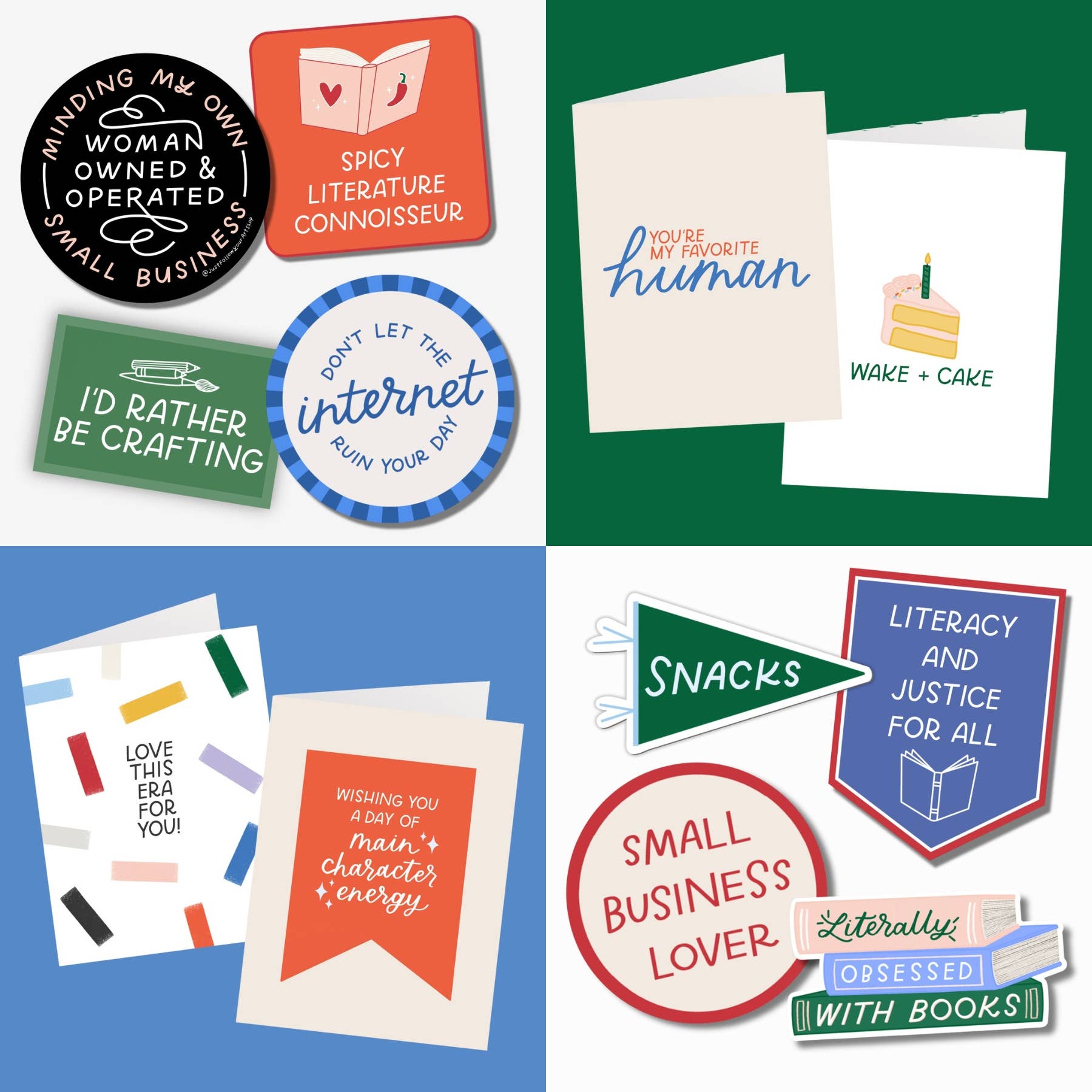 Season’s Treatings Holiday Greeting Card (Christmas 2026), featuring hand-drawn greeting cards and circular stickers.
