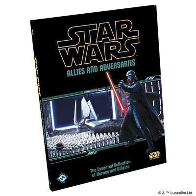 Star Wars Roleplaying: Allies and Adversaries book cover with Darth Vader, red lightsaber, and Imperial ships.