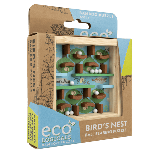 Birds Nest Bamboo Easter basket filler with ball bearing maze in eco-friendly packaging.