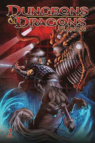 Dungeons & Dragons Classics Volume 2 comic cover featuring a centaur warrior battling a many-eyed beast amid flames.