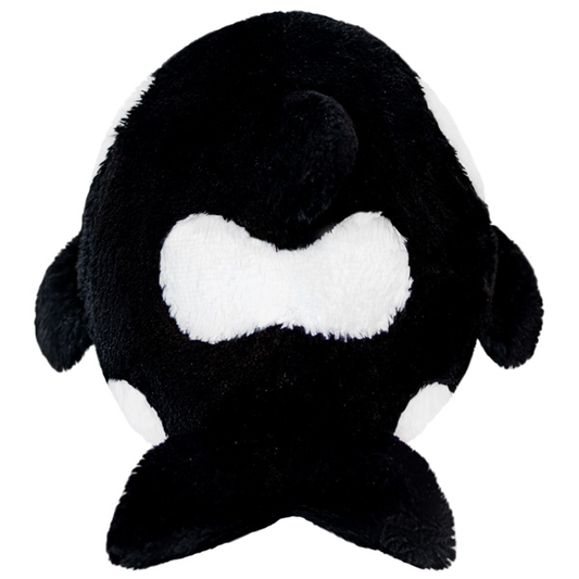 Orca II Squishable plush, black and white, viewed from above with visible fins and tail.
