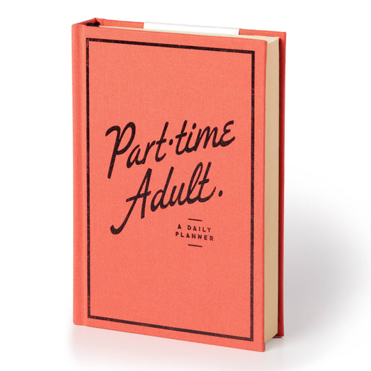 Coral Brass Monkey Part-Time Adult Undated Daily Planner displayed upright.