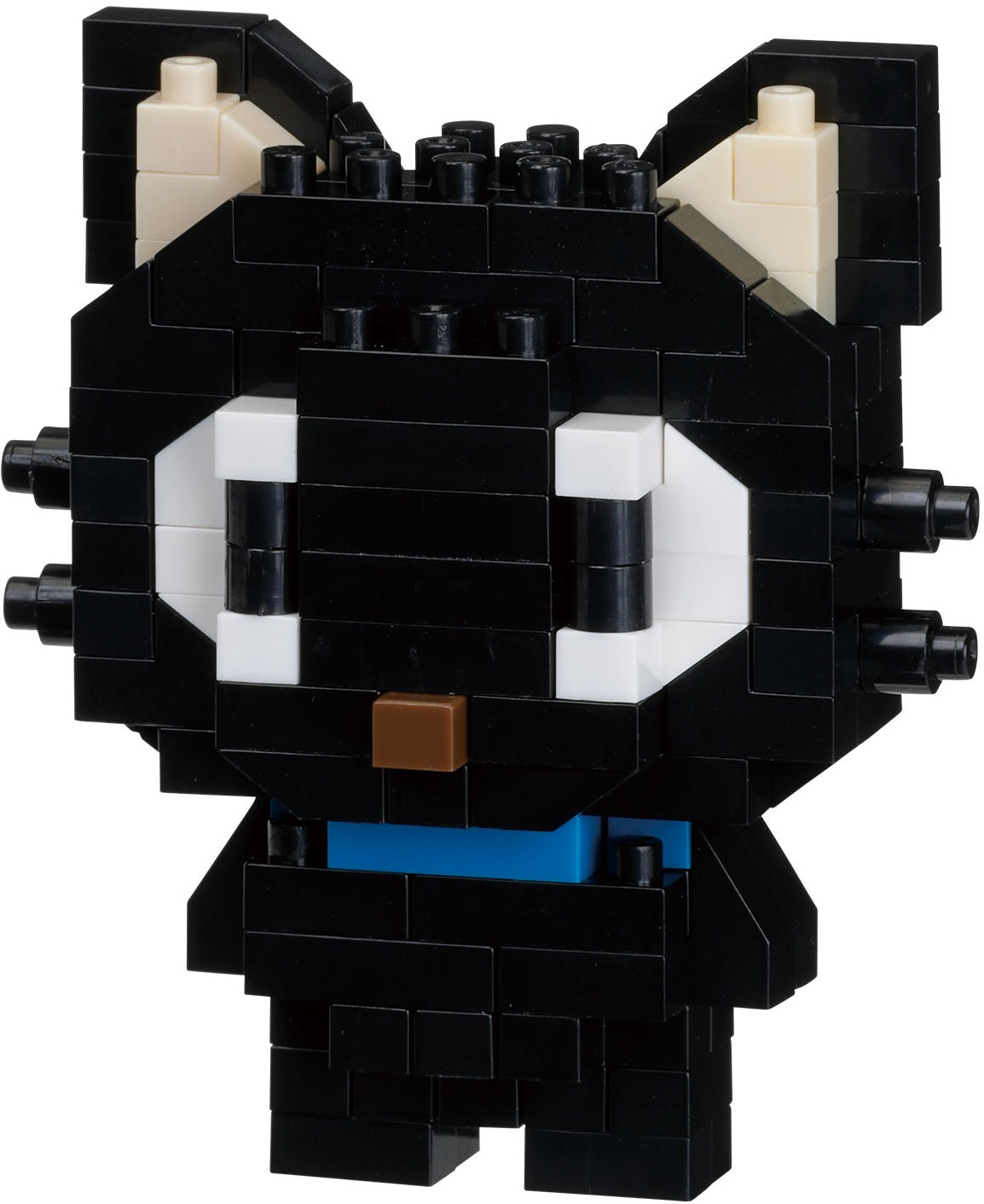 Sanrio Nanoblock Chococat figure, black cat with blue collar and beige inner ears, Character Collection.