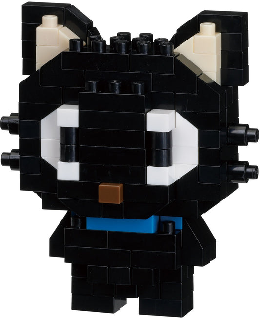 Sanrio Nanoblock Chococat figure, black cat with blue collar and beige inner ears, Character Collection.