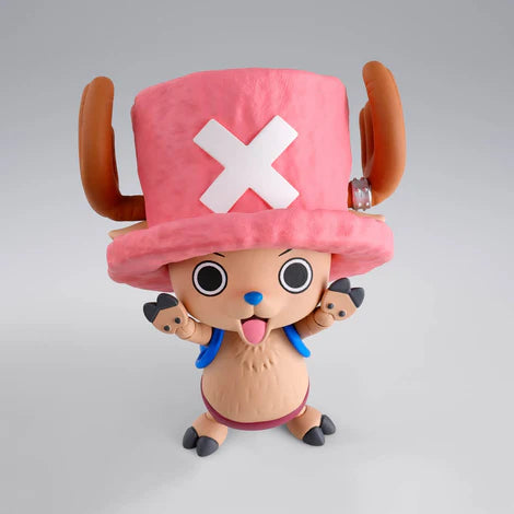 Tamashii Nations S.H.Figuarts TonyTony Chopper Drum Island One Piece figure with pink hat and raised arms.