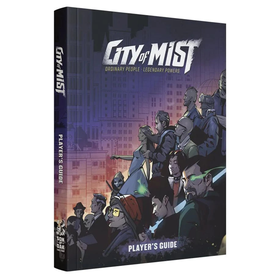 City of Mist: The Player’s Guide book cover showing illustrated characters and city skyline.