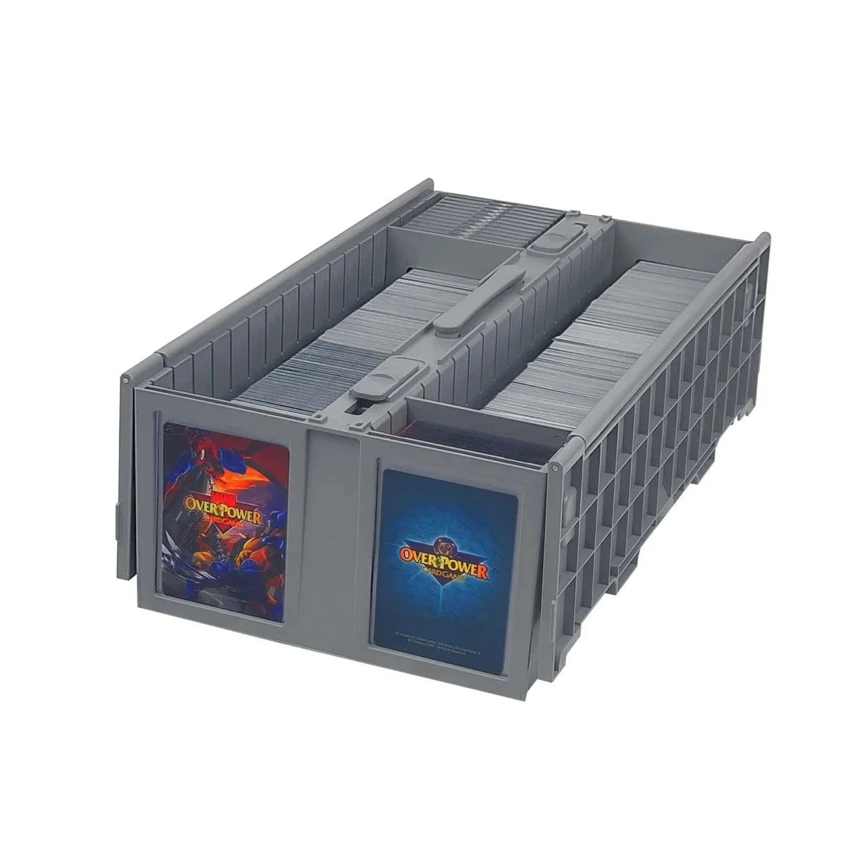Collectible Card Bin 1600 for 1600 trading cards with OverPower-labeled front dividers included.