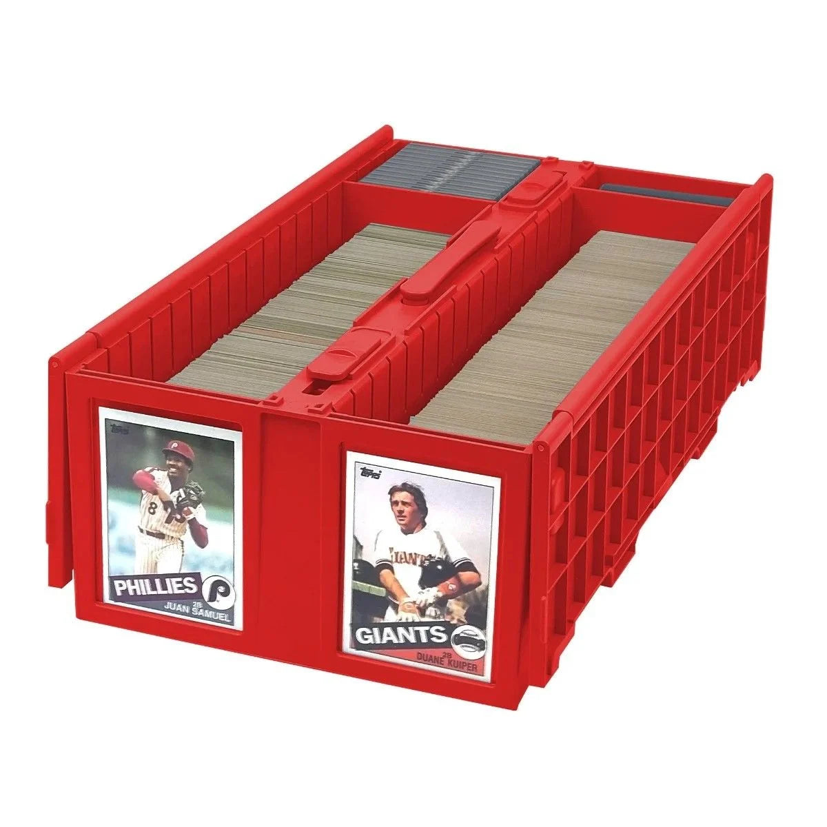 Collectible Card Bin 1600 for trading card storage, features Phillies and Giants designs.
