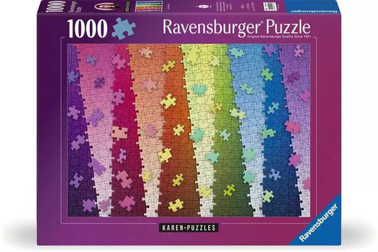 Colors on Colors 1000 piece puzzle with a vertical rainbow gradient pattern.