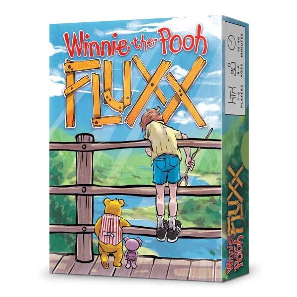 Hundred Acre Wood (Winnie the Pooh) Fluxx box with Pooh, Piglet, and Christopher Robin illustrated on the cover.