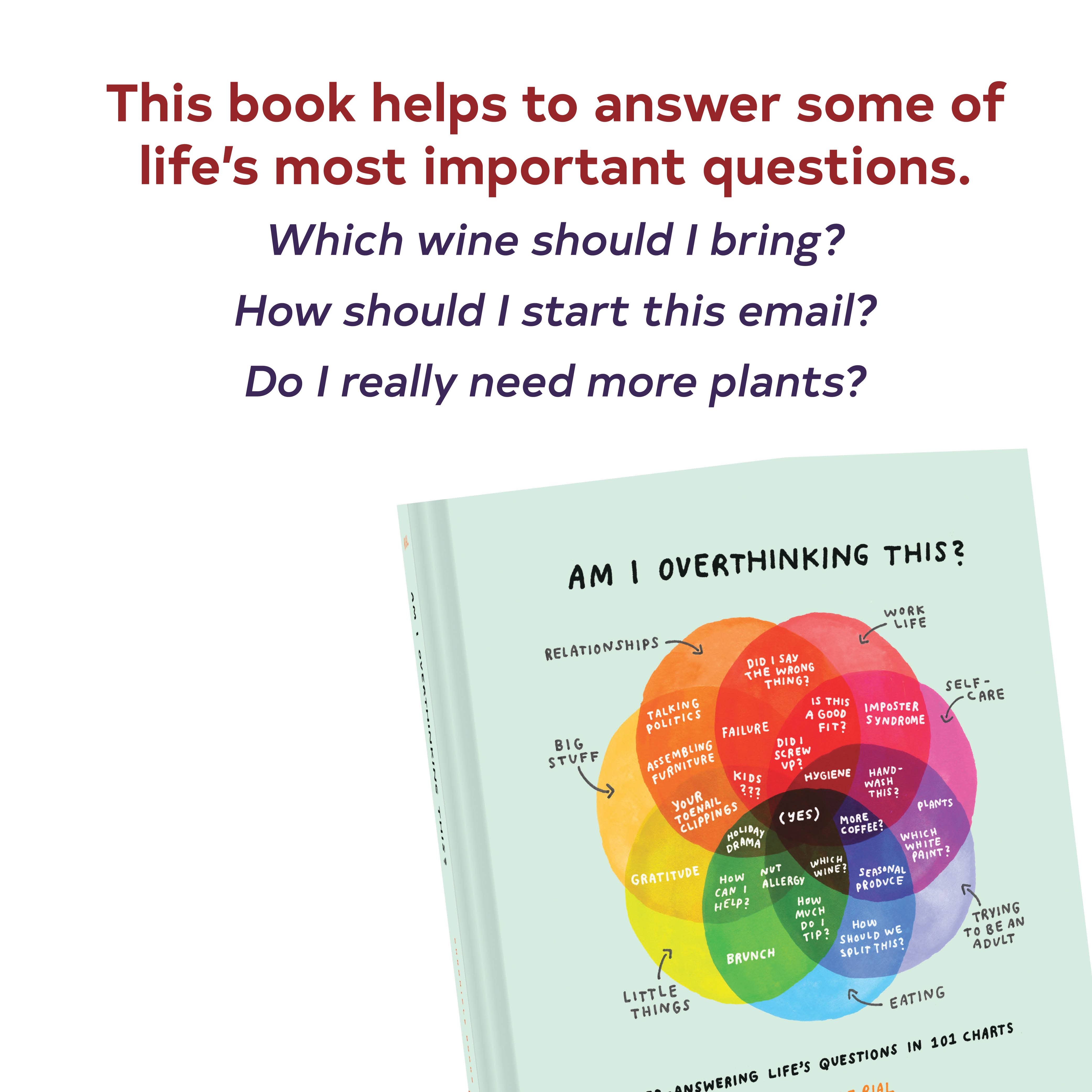Am I Overthinking This? self-help book by Michelle Rial with a colorful chart on the cover.