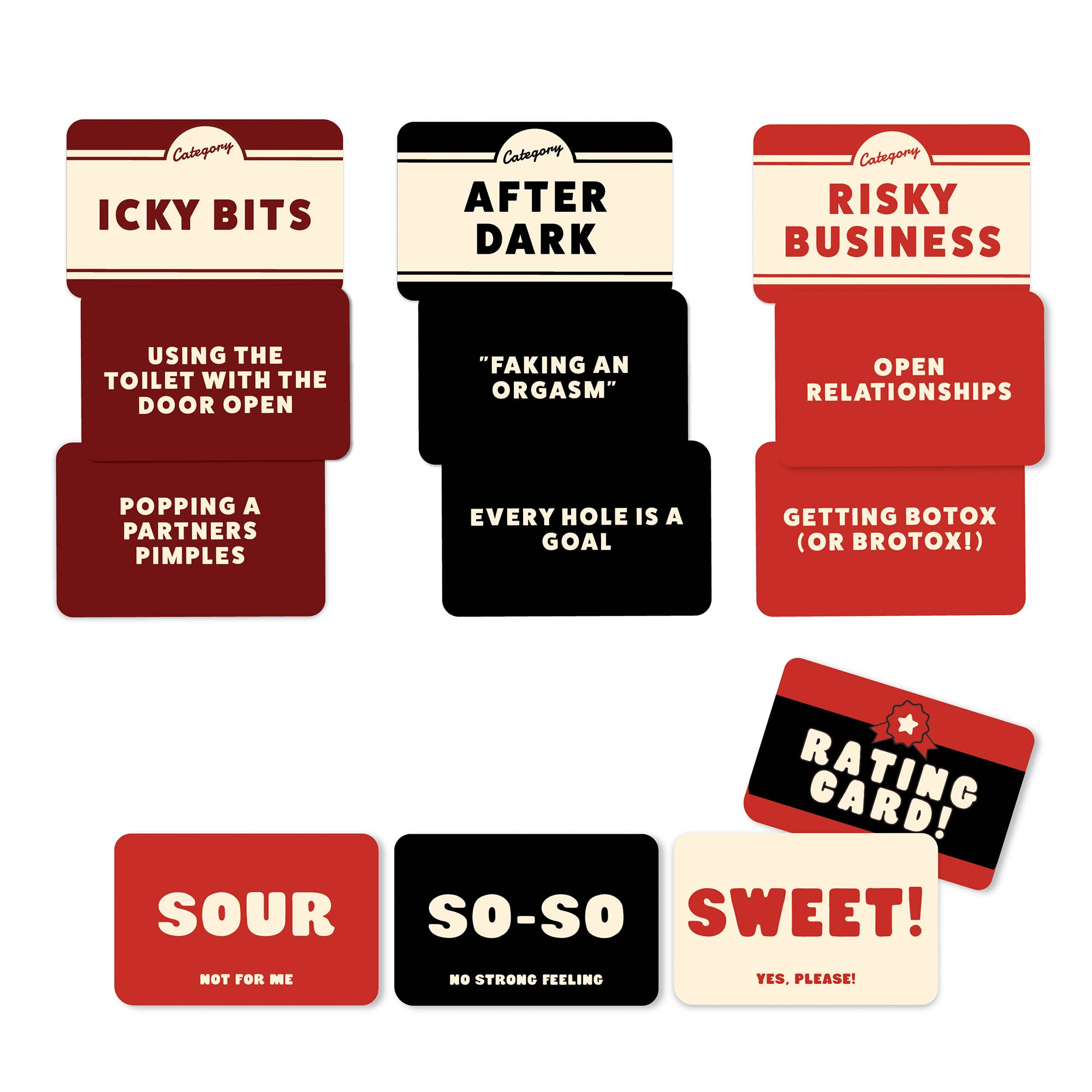 Spicy Pickles adult card game for parties featuring awkward confession prompts.