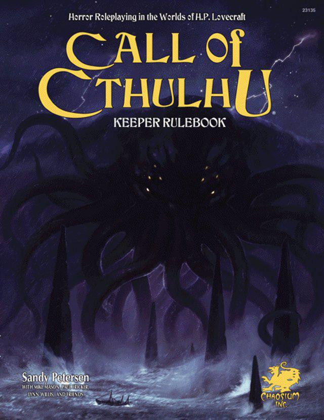 Call of Cthulhu Keeper Rulebook cover featuring a giant tentacled creature emerging from water.