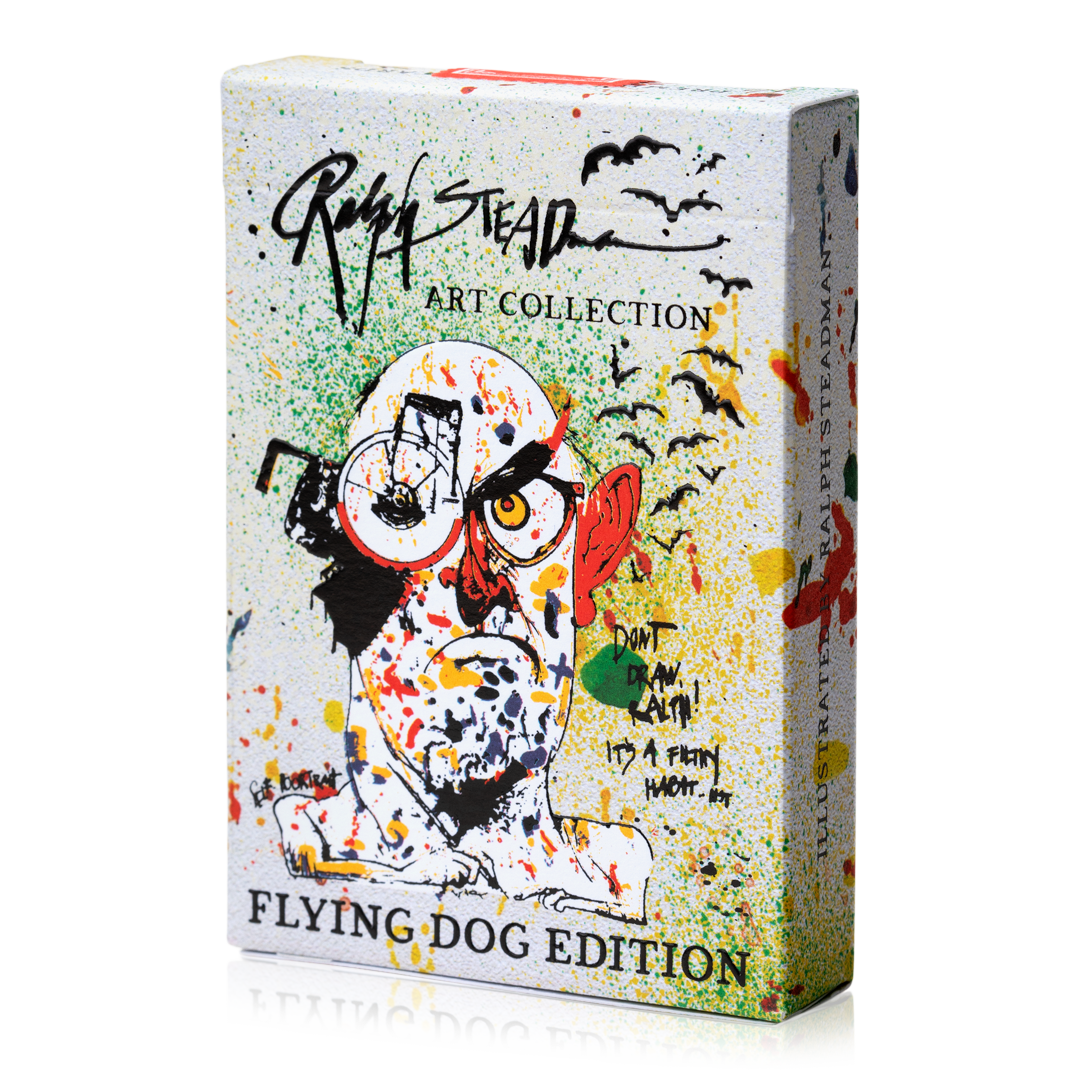 Flying Dog, Edition 2 playing cards in a box with a sketch-style portrait.