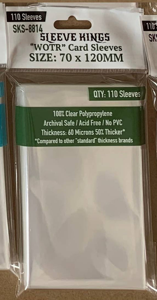 Sleeve Kings WOTR Card Sleeves, 70x120mm, 110 pack, SKS-8814, 50% thicker, clear polypropylene.