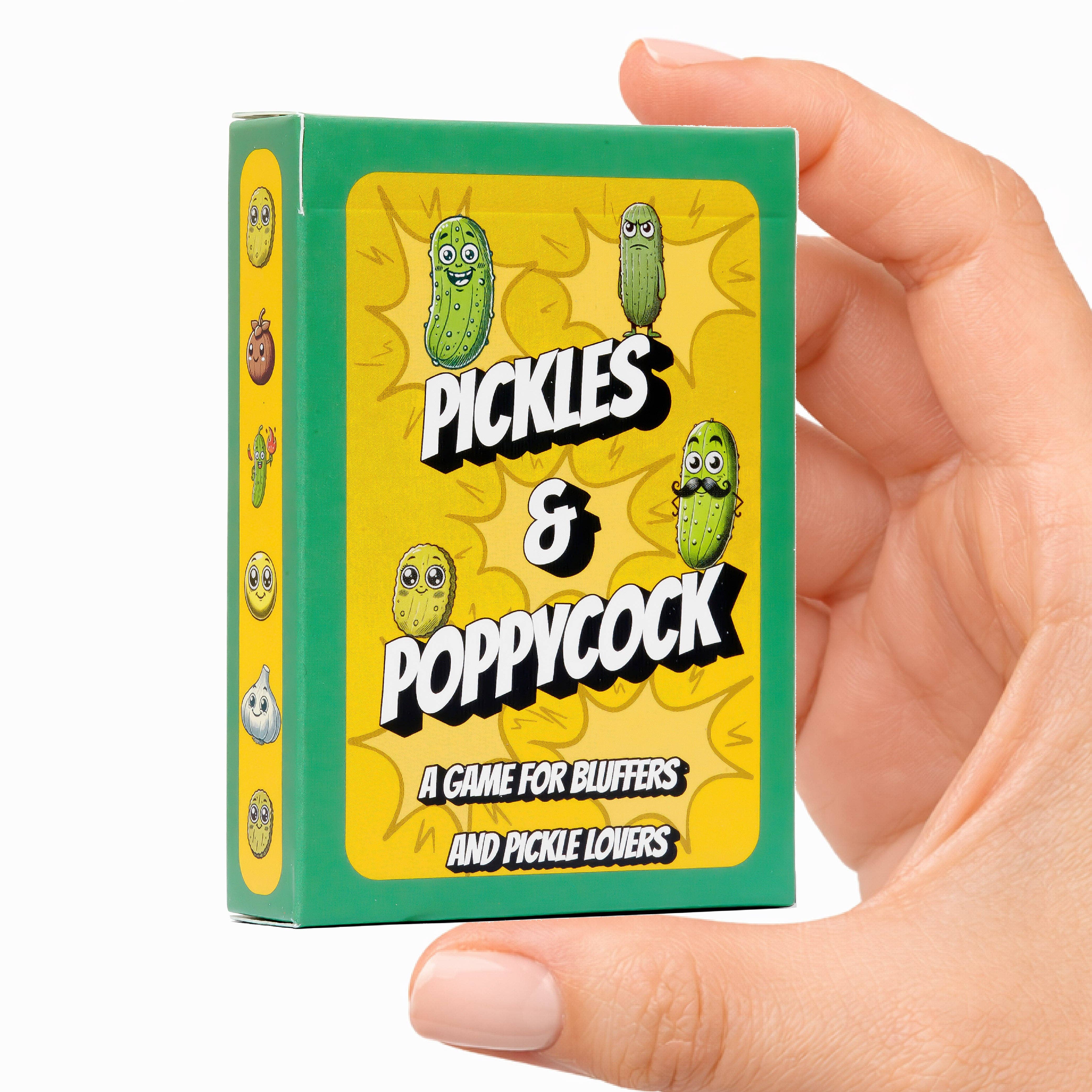 Pickles & Poppycock card game box.