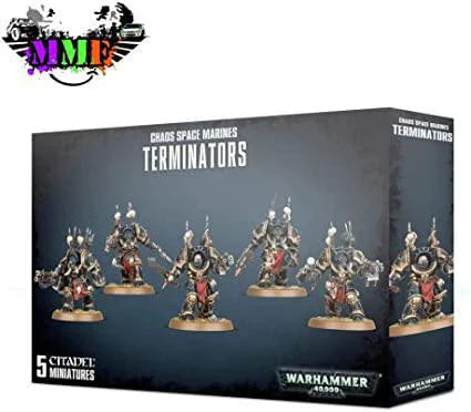 Chaos Space Marines Chaos Terminator Squad Warhammer 40k box, displaying five painted figures on the front.