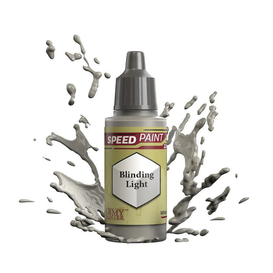 Army Painter Speedpaint Blinding Light gray paint bottle for miniatures.