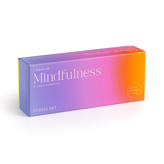 7 Days of Mindfulness by Jessica Poundstone Puzzle Set in orange, pink, and purple.